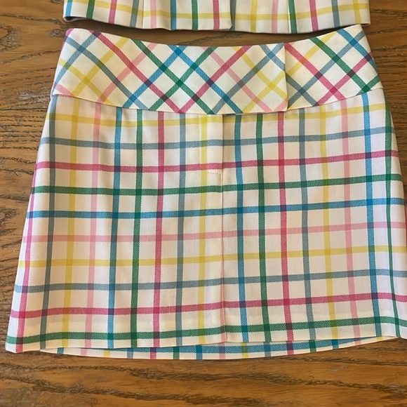 🌈💕🌷ADORABLE! Milly of New York rainbow plaid wool skirt set/suit sz4 - Picture 3 of 15